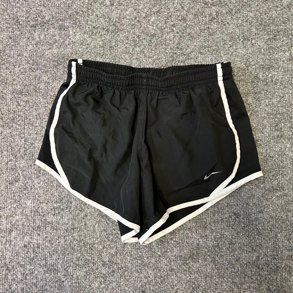 Nike Athletic Shorts Womens Size S Black White Trim Running Dolphin Hem Mesh